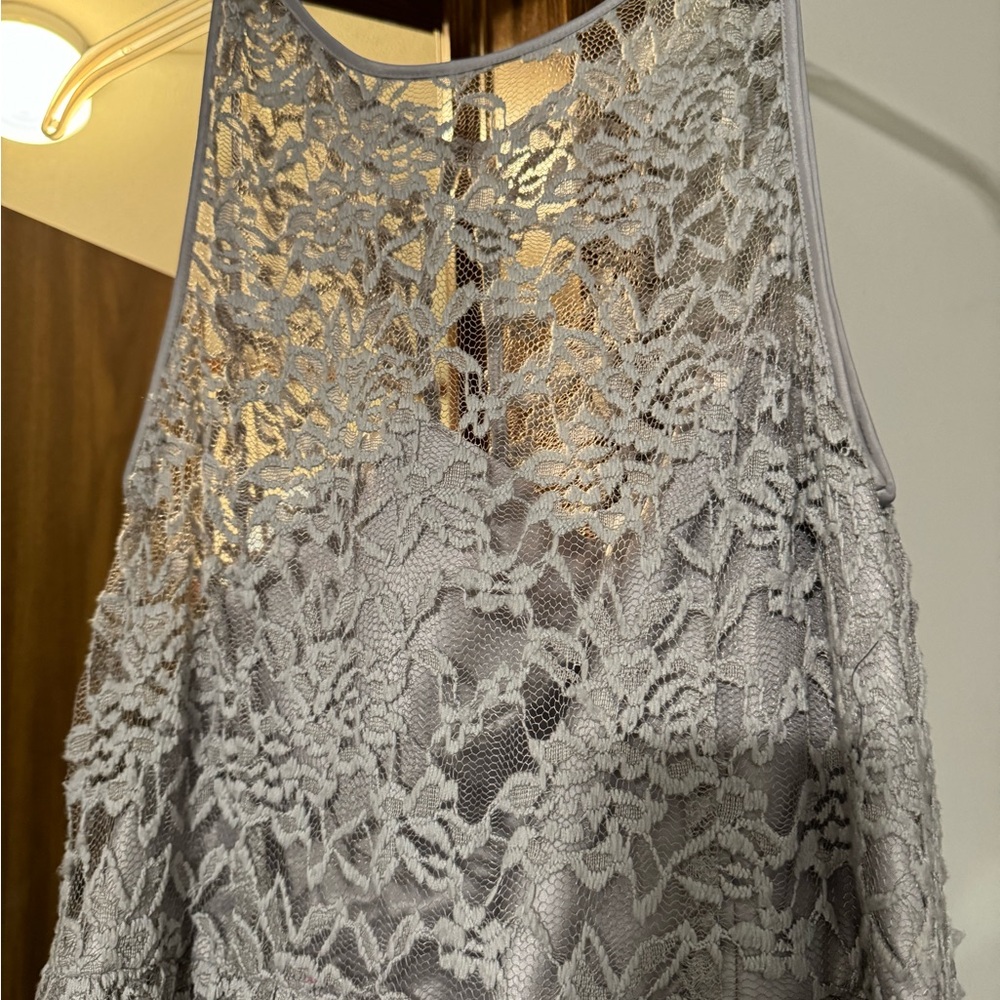 Lace overlay Dress- silver